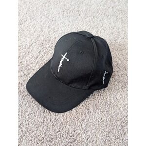 Faith Cross Black Hat One Size Adjustable Buckle Strap